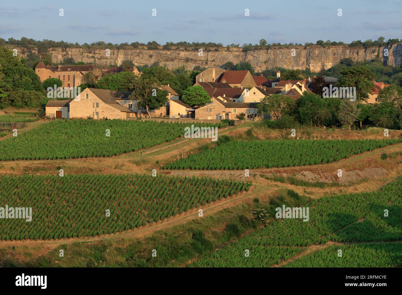 France, Côte-d'Or, Saint-Romain, vue sur le village depuis le vignoble Banque D'Images