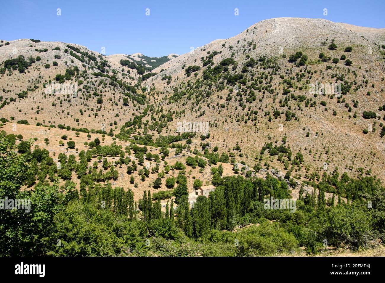 Le paysage montagneux accidenté de la Madonie en été, Sicile, Italie Banque D'Images