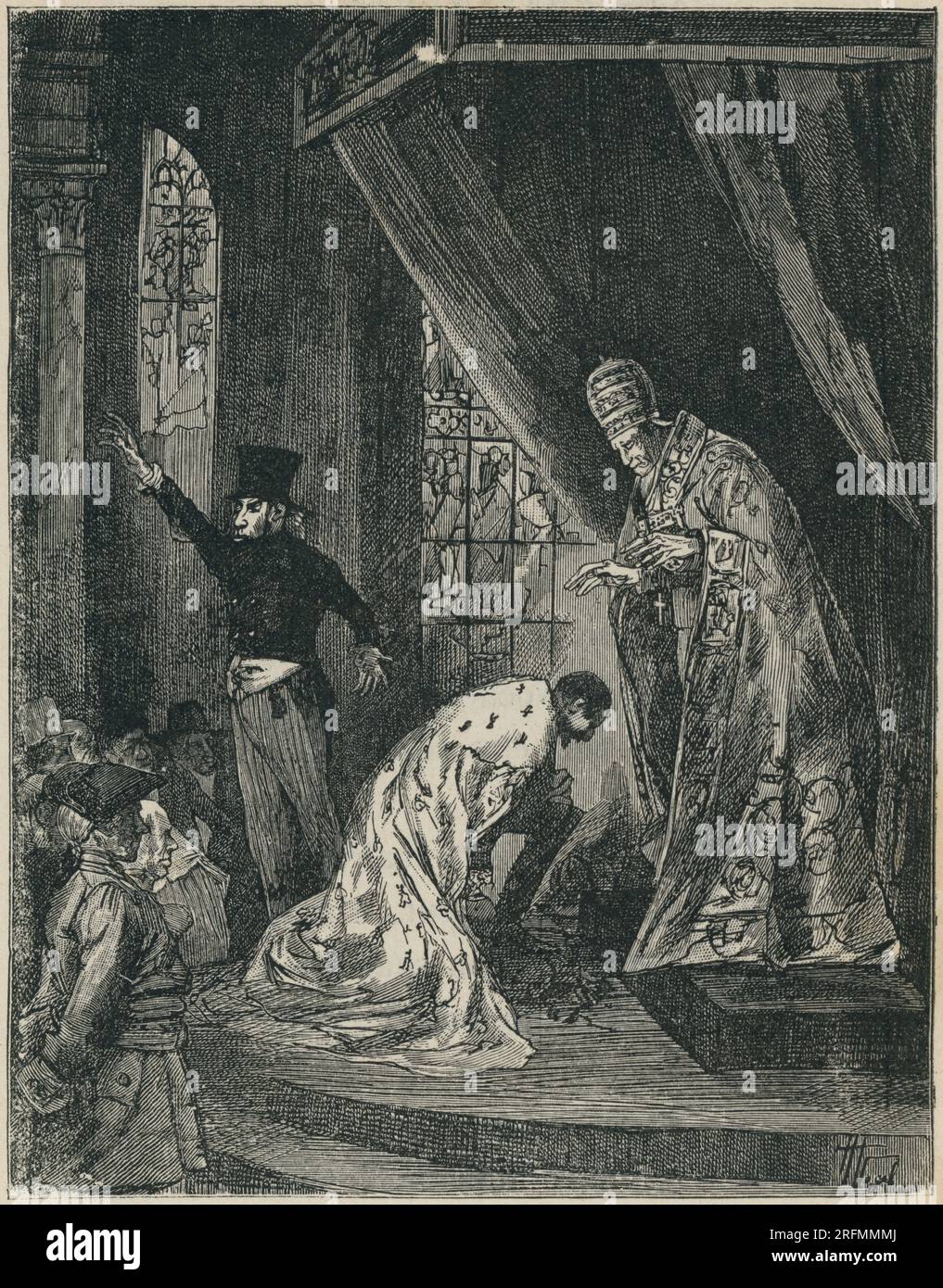 Le couronnement Livre V, chapitre I Illustrator : H. Vogel Illustration d'un ensemble de gravures publiées dans le volume XIV des œuvres complètes de Victor Hugo dont l'année terrible. Ouvrage publié en 1853. Banque D'Images