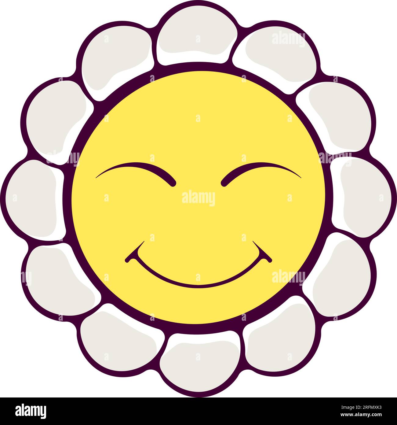 Fleur de camomille souriante groovy Illustration de Vecteur
