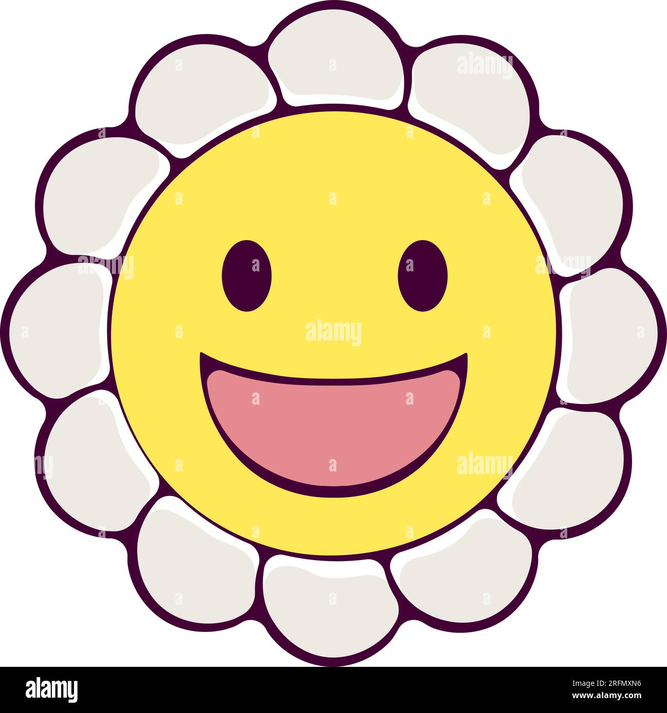 Fleur de Marguerite heureuse groovy Illustration de Vecteur