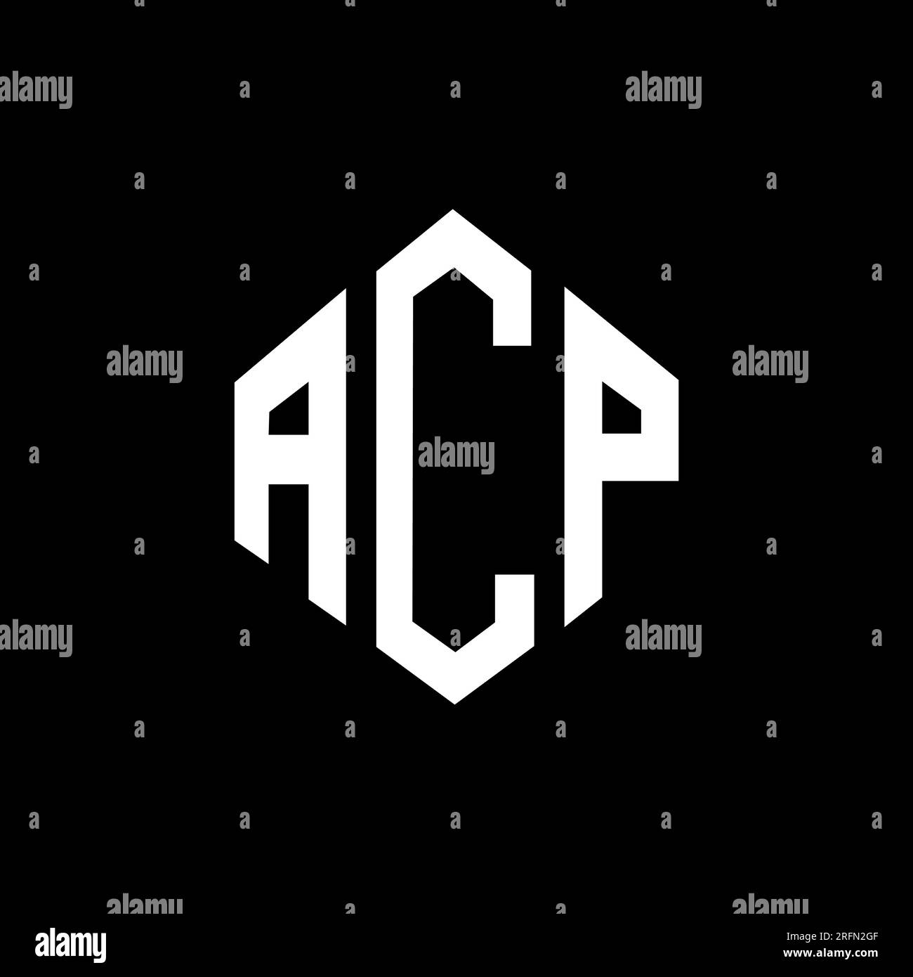 Logo de lettre ACP avec forme de polygone. Logo en forme de polygone et de cube ACP. Modèle de logo vectoriel hexagone ACP couleurs blanc et noir. ACP monogr Illustration de Vecteur