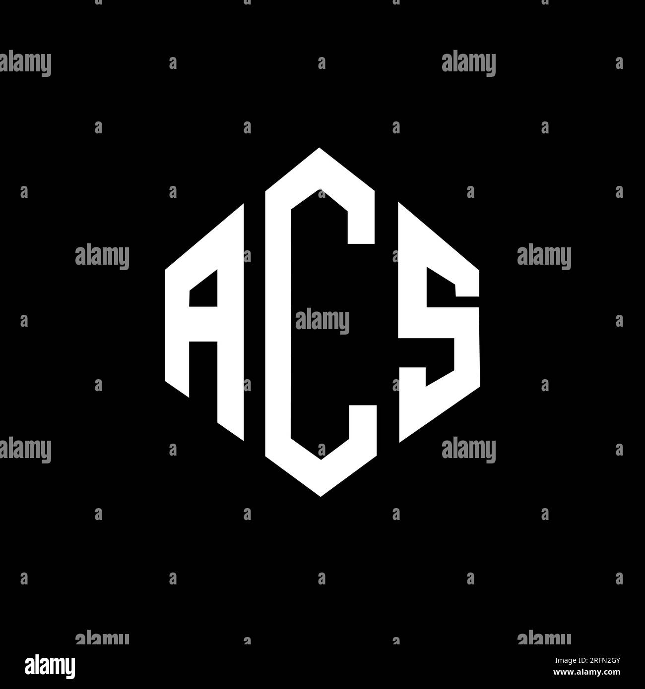 Logo de lettre ACS avec forme de polygone. Logo en forme de polygone ACS et de cube. Modèle de logo vectoriel ACS hexagone couleurs blanc et noir. ACS monogr Illustration de Vecteur