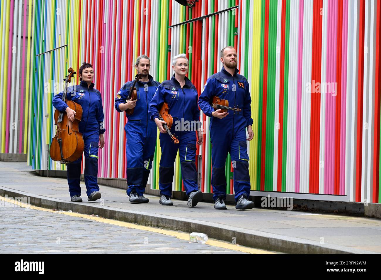 Édimbourg, Écosse, Royaume-Uni. 4 août 2023. Edinburgh Fringe : Bowjangles quatuor à cordes est un groupe irrévérencieux et anarchique de clés de genre, réunissant musique, théâtre et comédie d'une manière que vous n'avez jamais vue auparavant. Présentation au Gilded Balloon Patter Hoos, salle 24 du 5 août Crédit : Craig Brown/Alamy Live News Banque D'Images