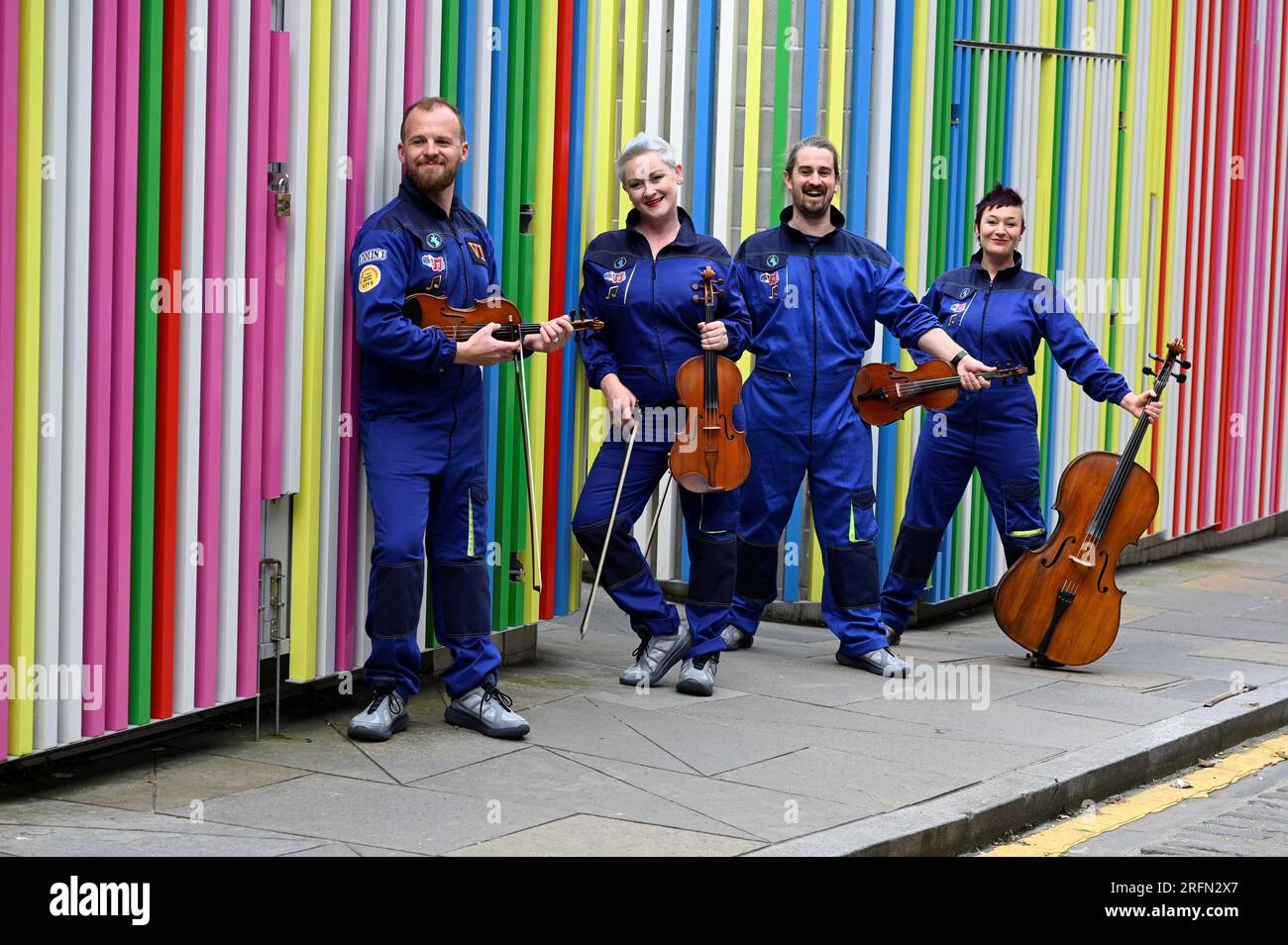 Édimbourg, Écosse, Royaume-Uni. 4 août 2023. Edinburgh Fringe : Bowjangles quatuor à cordes est un groupe irrévérencieux et anarchique de clés de genre, réunissant musique, théâtre et comédie d'une manière que vous n'avez jamais vue auparavant. Présentation au Gilded Balloon Patter Hoos, salle 24 du 5 août Crédit : Craig Brown/Alamy Live News Banque D'Images