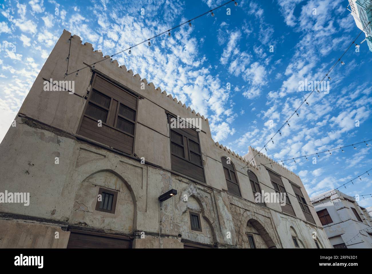 Vieille ville d'Al-Balad avec des maisons musulmanes traditionnelles, Djeddah, Arabie Saoudite Banque D'Images