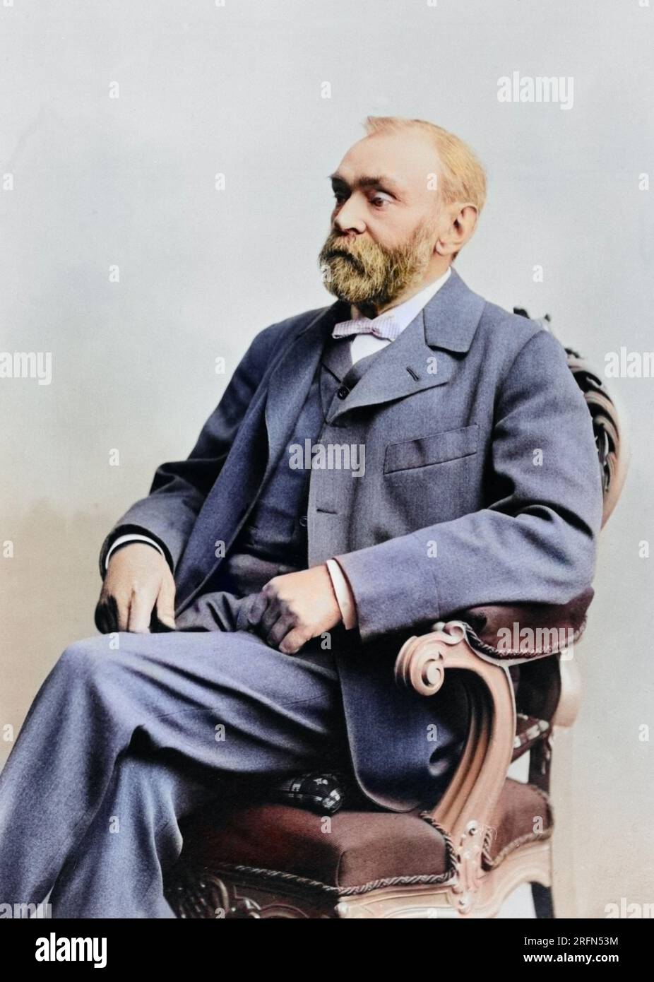 Alfred Bernhard Nobel (21 octobre 1833 - 10 décembre 1896) était un chimiste et inventeur suédois. En 1867, il a breveté la dynamite. Banque D'Images
