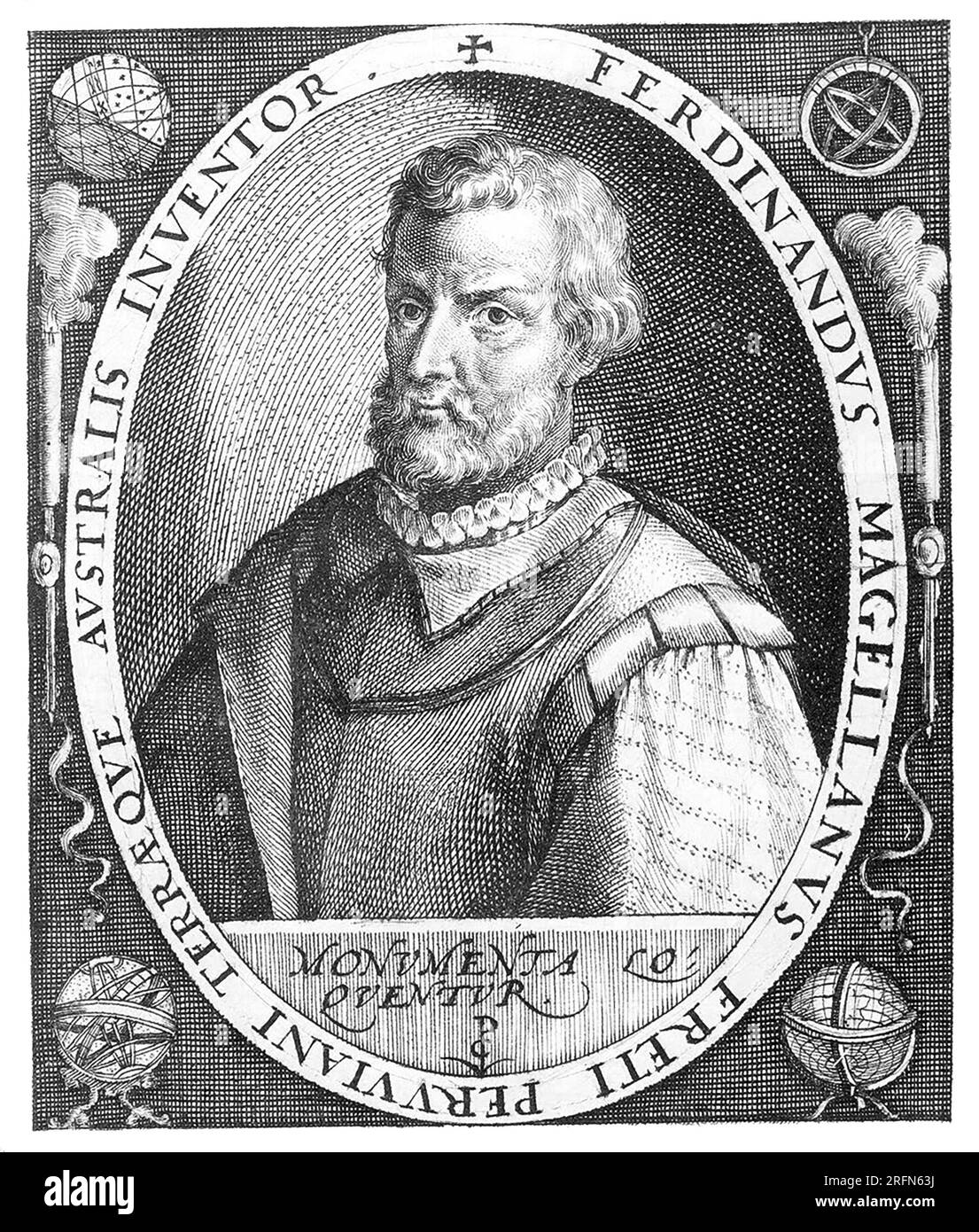 Portrait de l'explorateur portugais Ferdinand Magellan (c. 1480-1521). Gravure d'effigies regum ac principum de Crispijn van de passe l'ancien, 1598. Banque D'Images