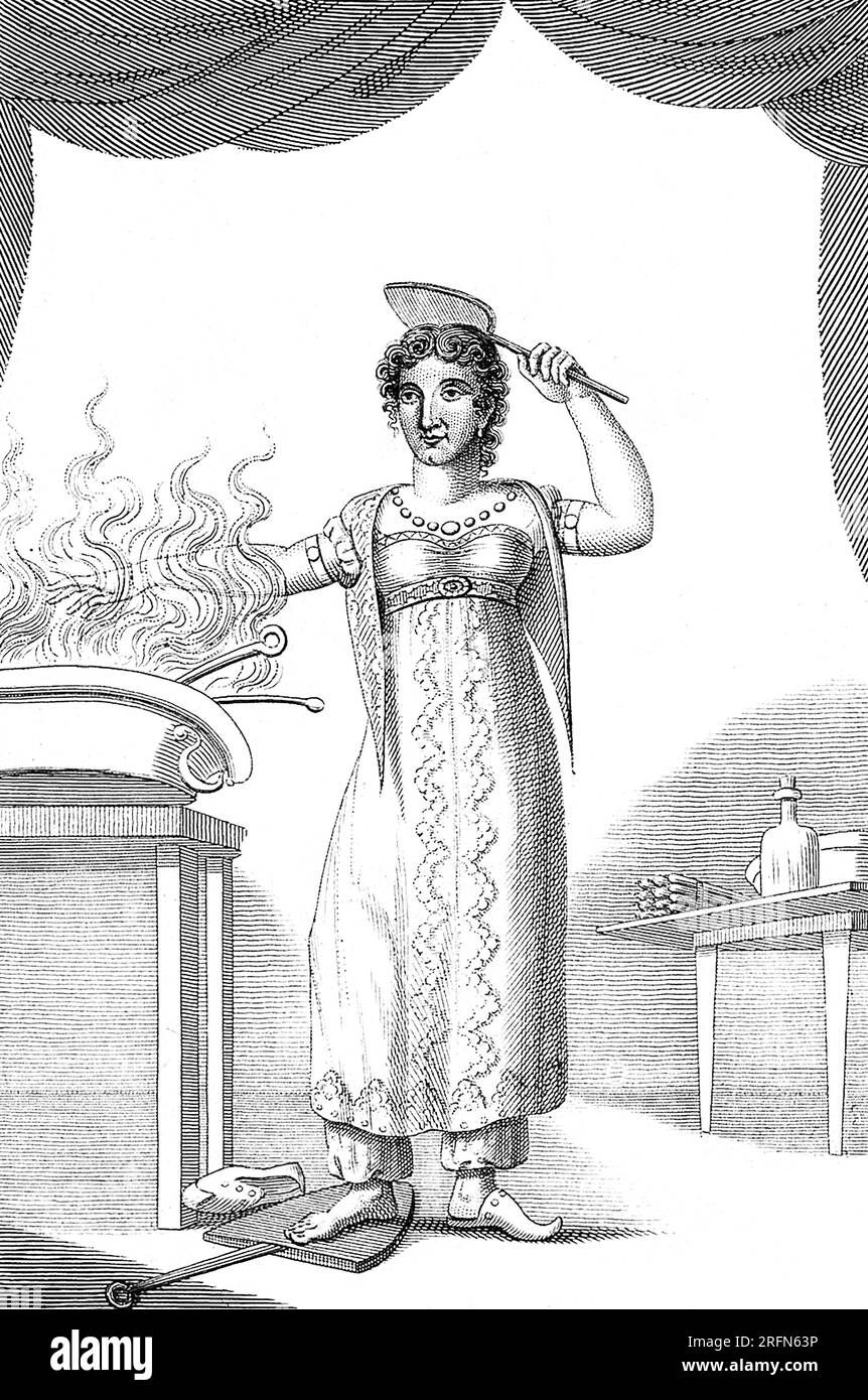 Josephine Girardelli, 'la Salamandre originelle', une femme imperméable au feu. Gravure sur acier, R. S. Kirby, 1819. Banque D'Images