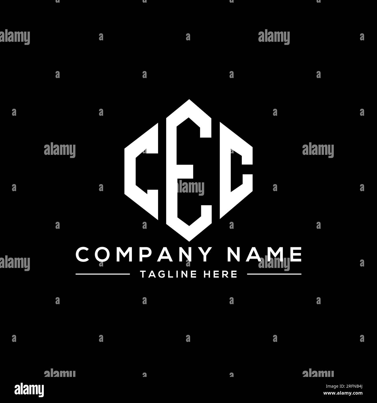 Logo lettre CEC avec forme polygonale. Logo en forme de polygone et de cube CEC. Modèle de logo vectoriel hexagone CEC couleurs blanc et noir. CEC monogr Illustration de Vecteur