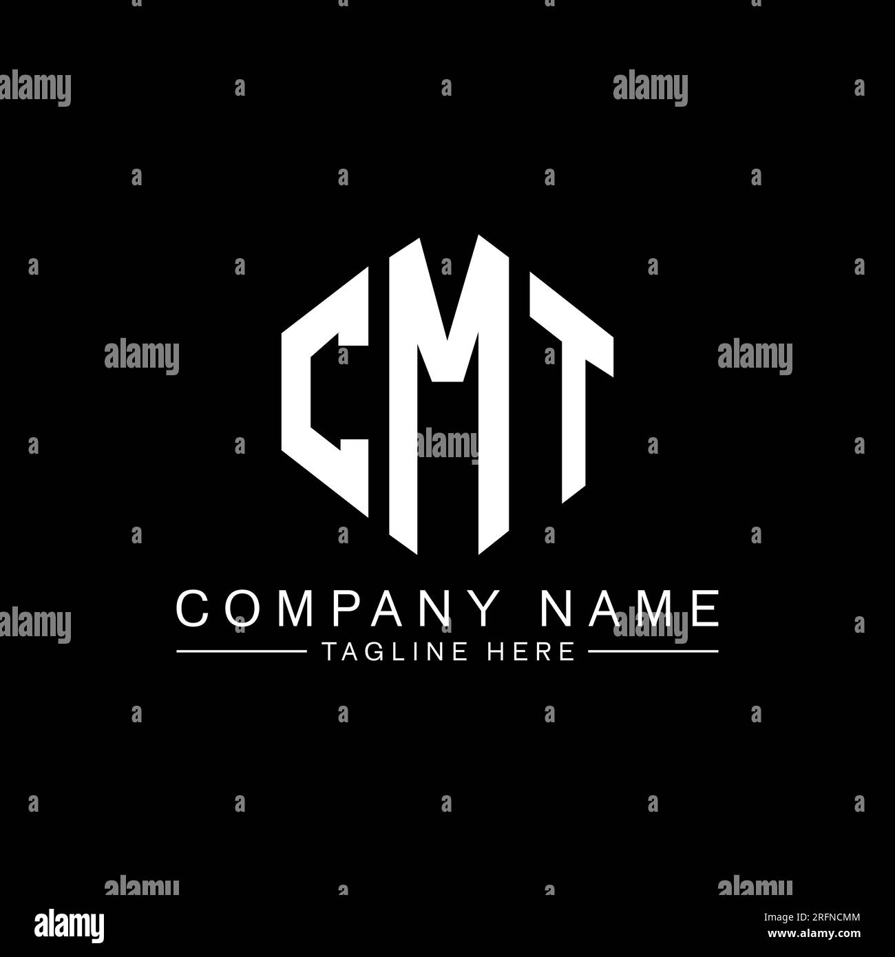 Conception de logo de lettre CMT avec forme de polygone. Conception de logo en forme de polygone et de cube CMT. Modèle de logo vectoriel hexagonal CMT couleurs blanches et noires. CMT monogr Illustration de Vecteur