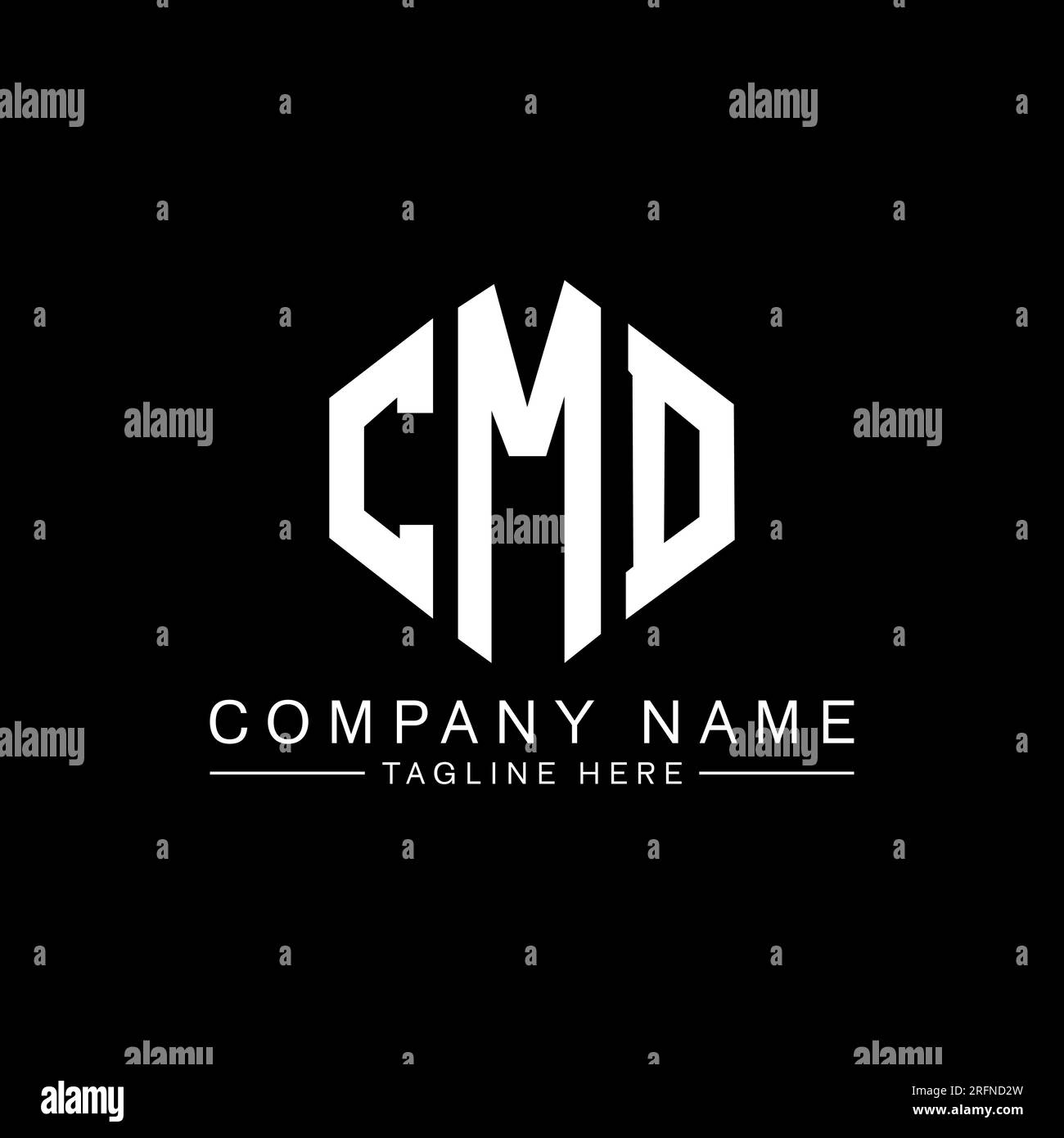Conception de logo de lettre CMD avec forme de polygone. Design de logo en forme de polygone et de cube CMD. Modèle de logo vectoriel CMD hexagone couleurs blanches et noires. CMD monogr Illustration de Vecteur