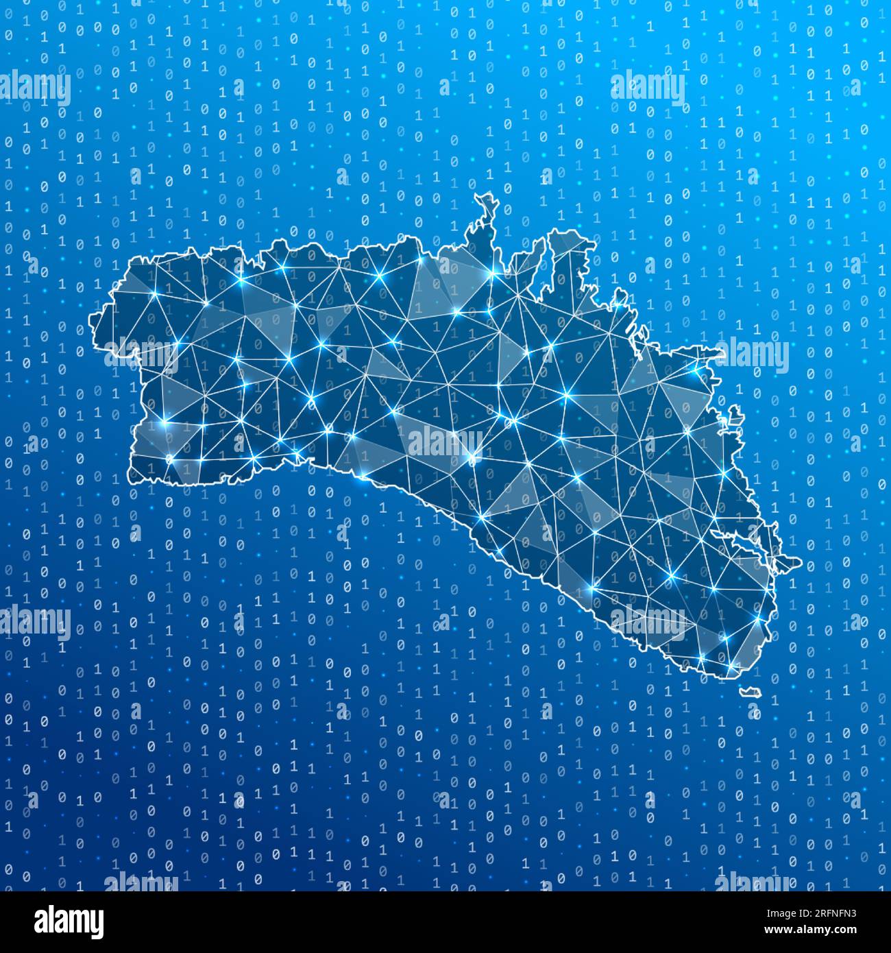 Carte réseau de Minorque. Carte des connexions numériques de l'île. Technologie, Internet, réseau, concept de télécommunication. Illustration vectorielle. Illustration de Vecteur
