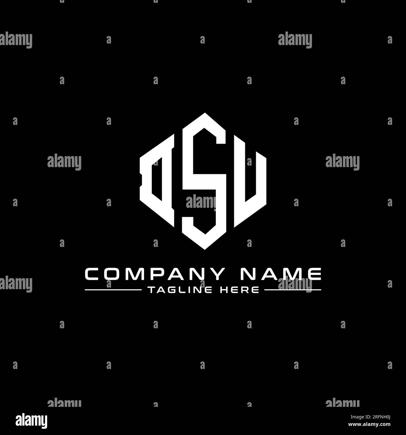 Conception de logo de lettre DSU avec forme de polygone. Conception de logo en forme de polygone et de cube DSU. DSU modèle de logo vectoriel hexagone couleurs blanches et noires. DSU monogr Illustration de Vecteur