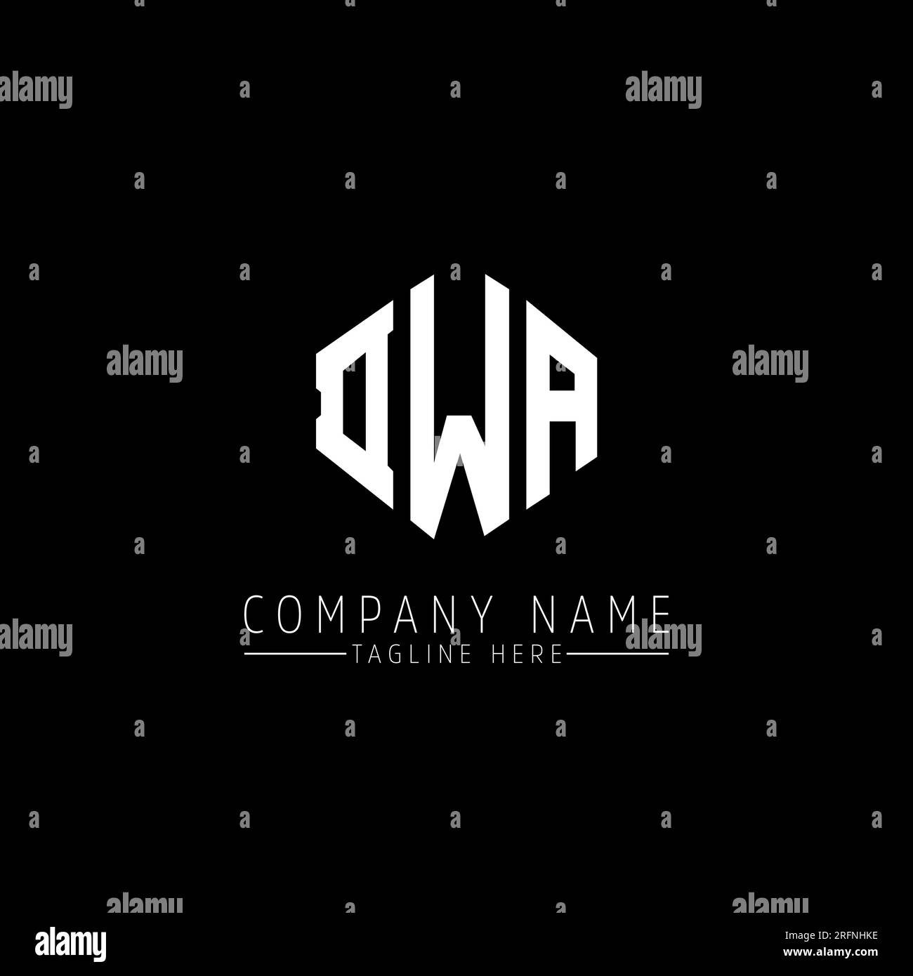 Logo DWA lettre avec forme de polygone. Logo DWA polygone et cube. Modèle de logo vectoriel DWA hexagone couleurs blanches et noires. DWA monogr Illustration de Vecteur