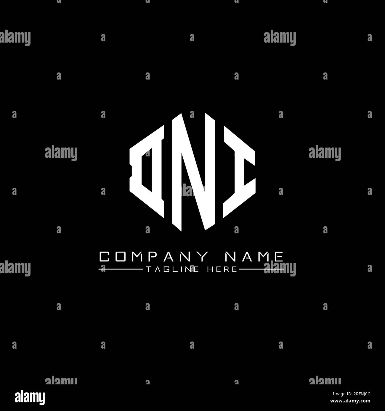 Conception de logo de lettre DNI avec forme de polygone. Conception de logo en forme de polygone et de cube DNI. Modèle de logo vectoriel hexagone DNI couleurs blanches et noires. DNI monogr Illustration de Vecteur