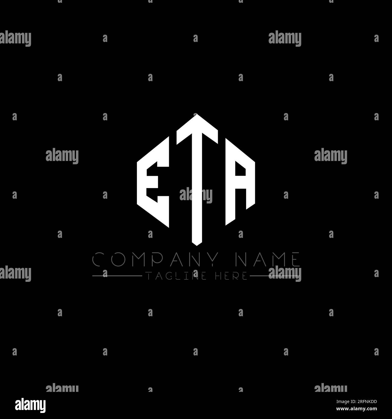 Design de logo de lettre ETA avec forme de polygone. Design de logo en forme de polygone et de cube ETA. Modèle de logo vectoriel ETA hexagone couleurs blanches et noires. ETA monogr Illustration de Vecteur