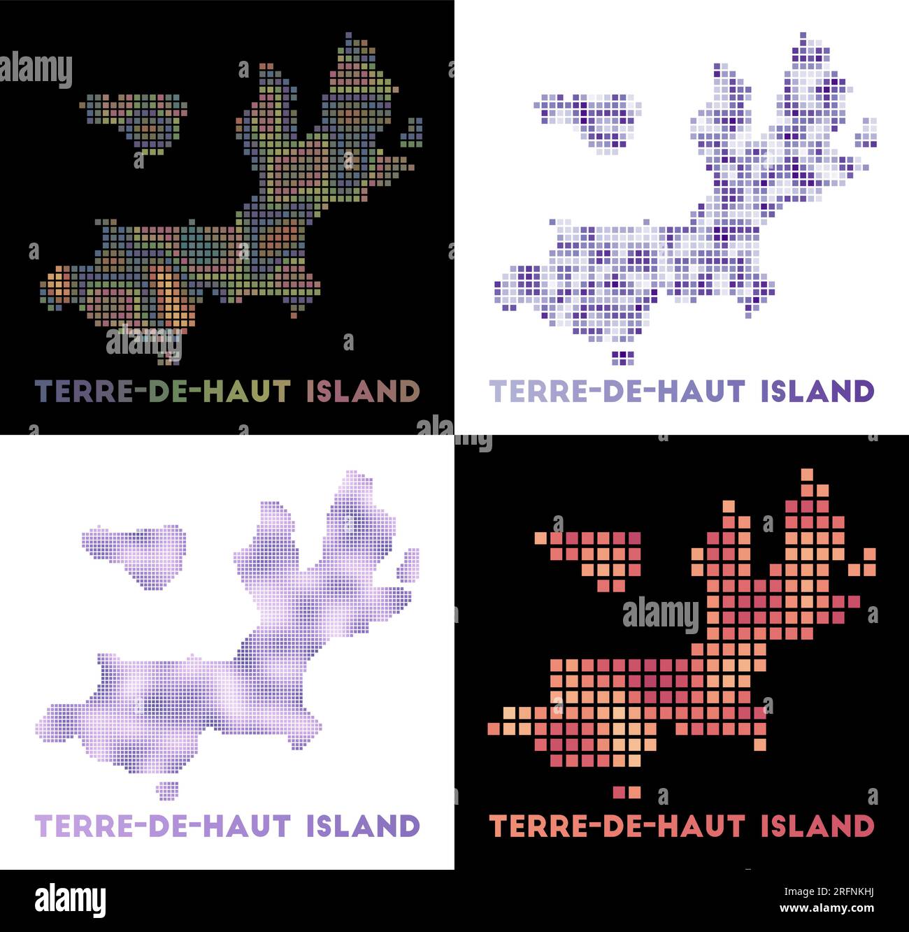Carte de Terre-de-Haut Island. Collection de carte de l'île de Terre-de-Haut en style pointillé. Illustration vectorielle. Illustration de Vecteur