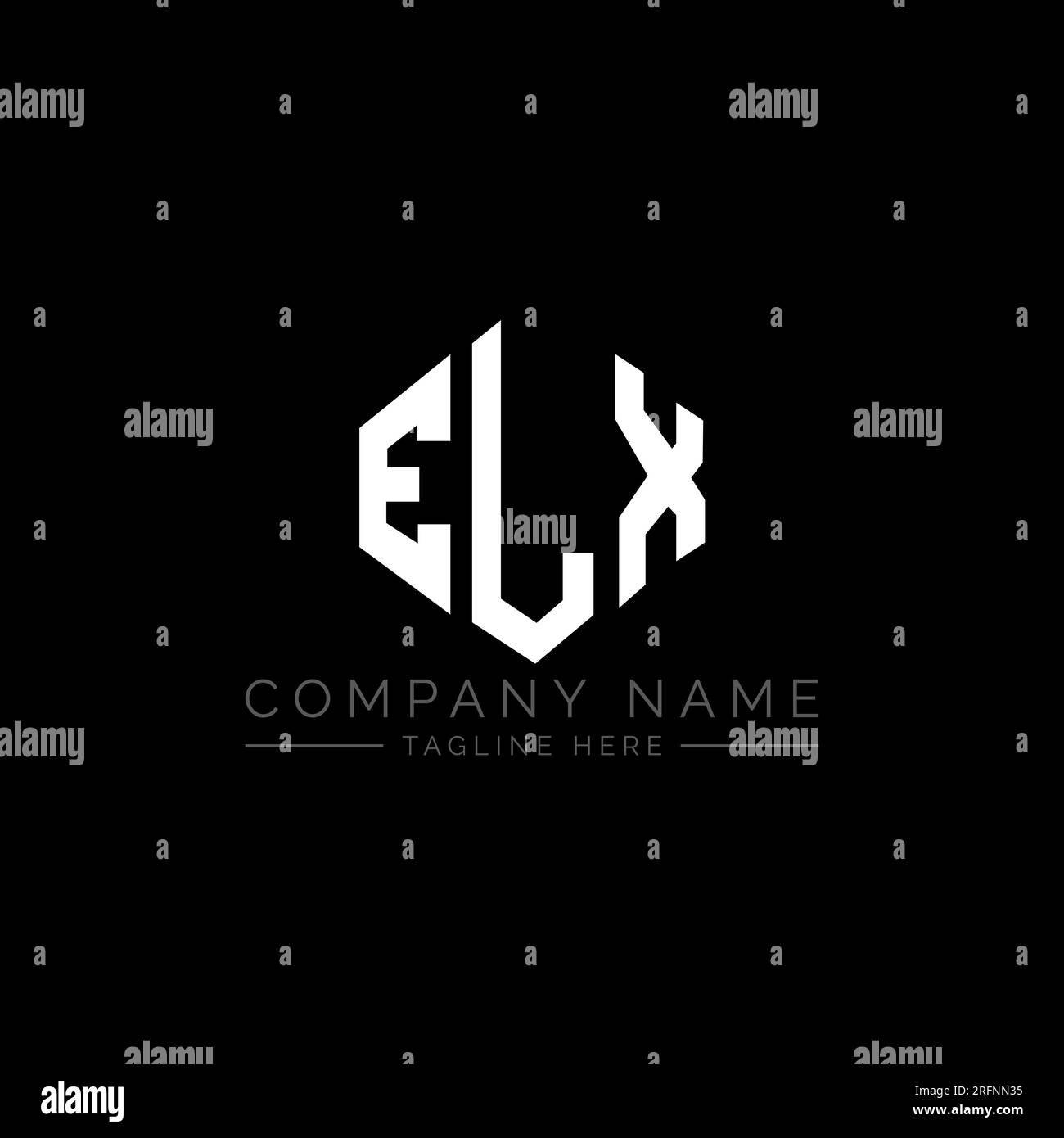 Logo de lettre ELX avec forme de polygone. Logo en forme de polygone et de cube ELX. Modèle de logo vectoriel ELX hexagone couleurs blanches et noires. ELX monogr Illustration de Vecteur