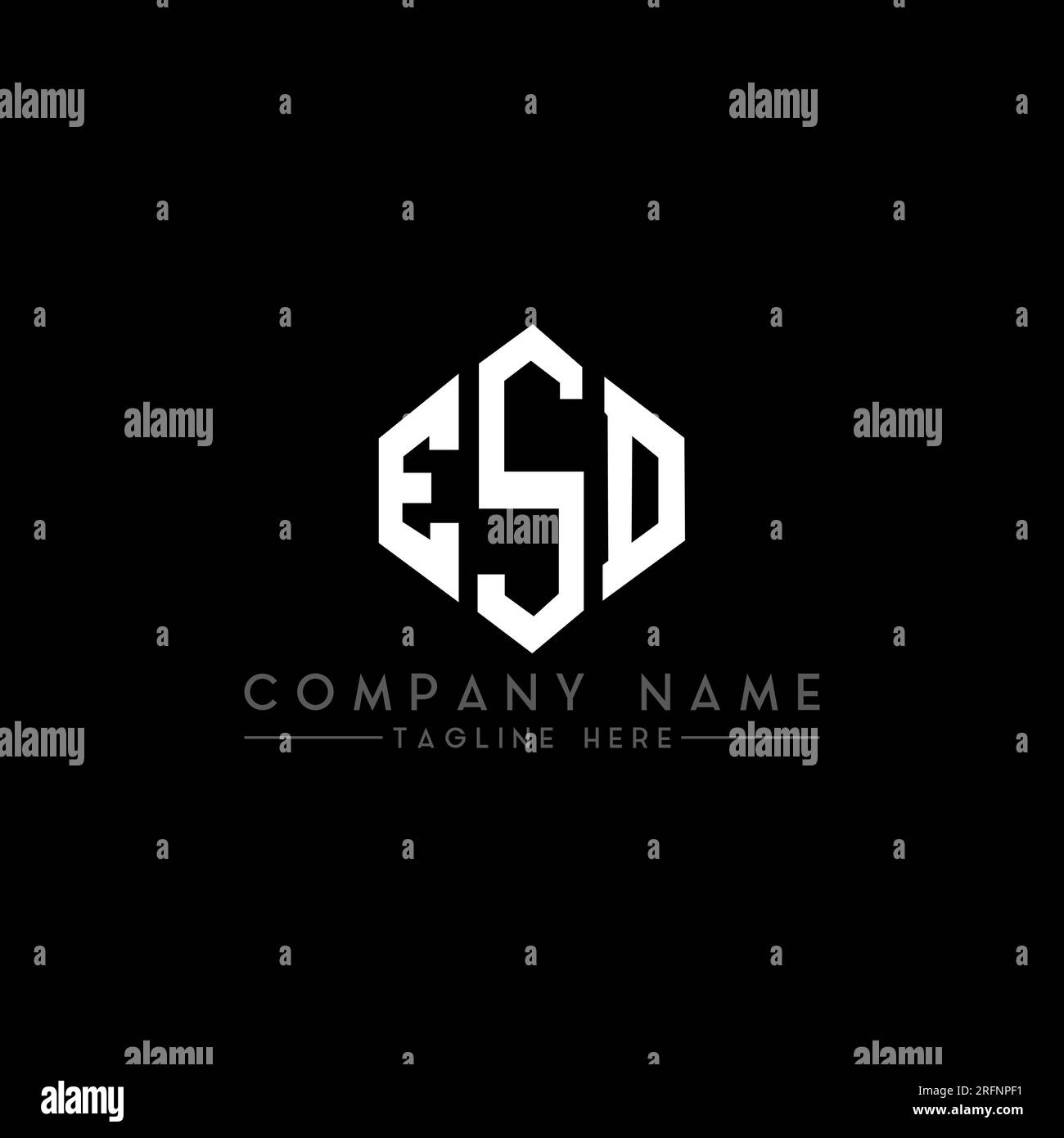 Logo de lettre ESD en forme de polygone. Logo en forme de polygone et de cube ESD. Modèle de logo vectoriel hexagonal ESD couleurs blanc et noir. Monogr. ESD Illustration de Vecteur