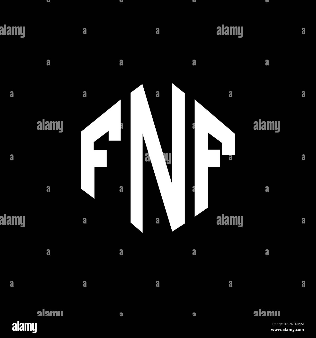 Logo de lettre FNF avec forme de polygone. Logo en forme de polygone et de cube FNF. Modèle de logo vectoriel hexagonal FNF couleurs blanches et noires. FNF monogr Illustration de Vecteur