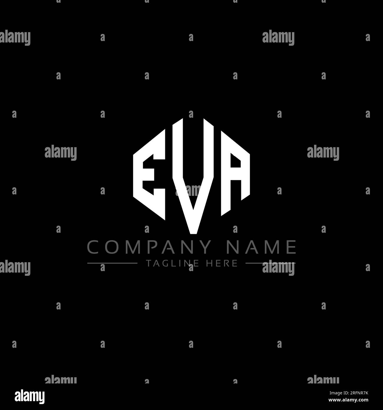 Logo de lettre EVA avec forme de polygone. Logo en forme de polygone EVA et de cube. Modèle de logo vectoriel EVA hexagone couleurs blanches et noires. EVA monogr Illustration de Vecteur