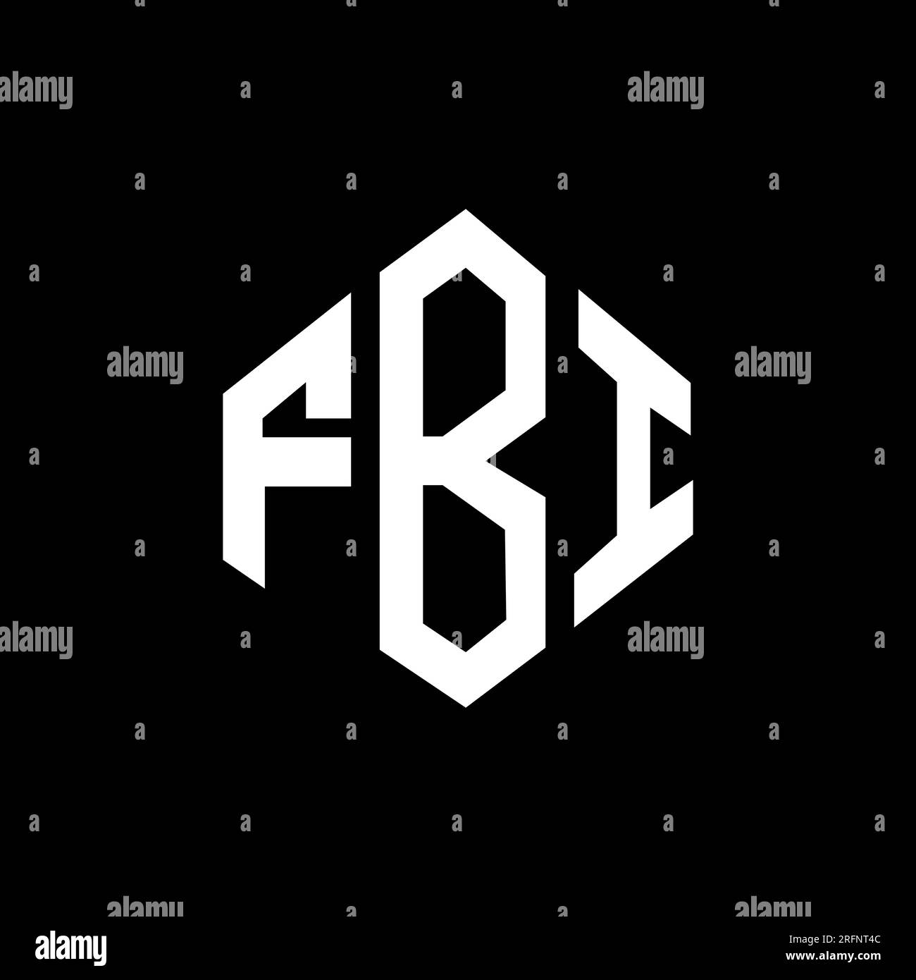 Logo de lettre FBI avec forme de polygone. Logo en forme de polygone et cube FBI. Modèle de logo vectoriel hexagone FBI couleurs blanches et noires. FBI monogr Illustration de Vecteur