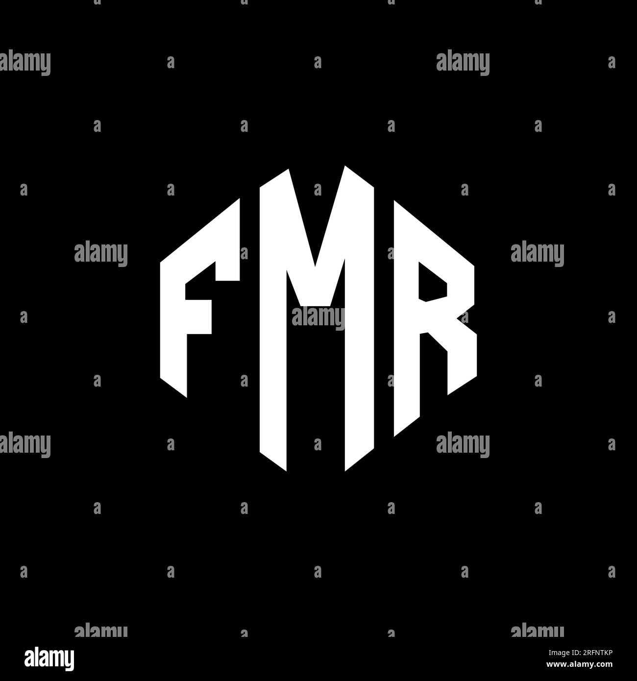 Logo FMR lettre avec forme polygonale. Logo en forme de polygone et de cube FMR. Modèle de logo vectoriel hexagonal FMR couleurs blanc et noir. Monogr. FMR Illustration de Vecteur