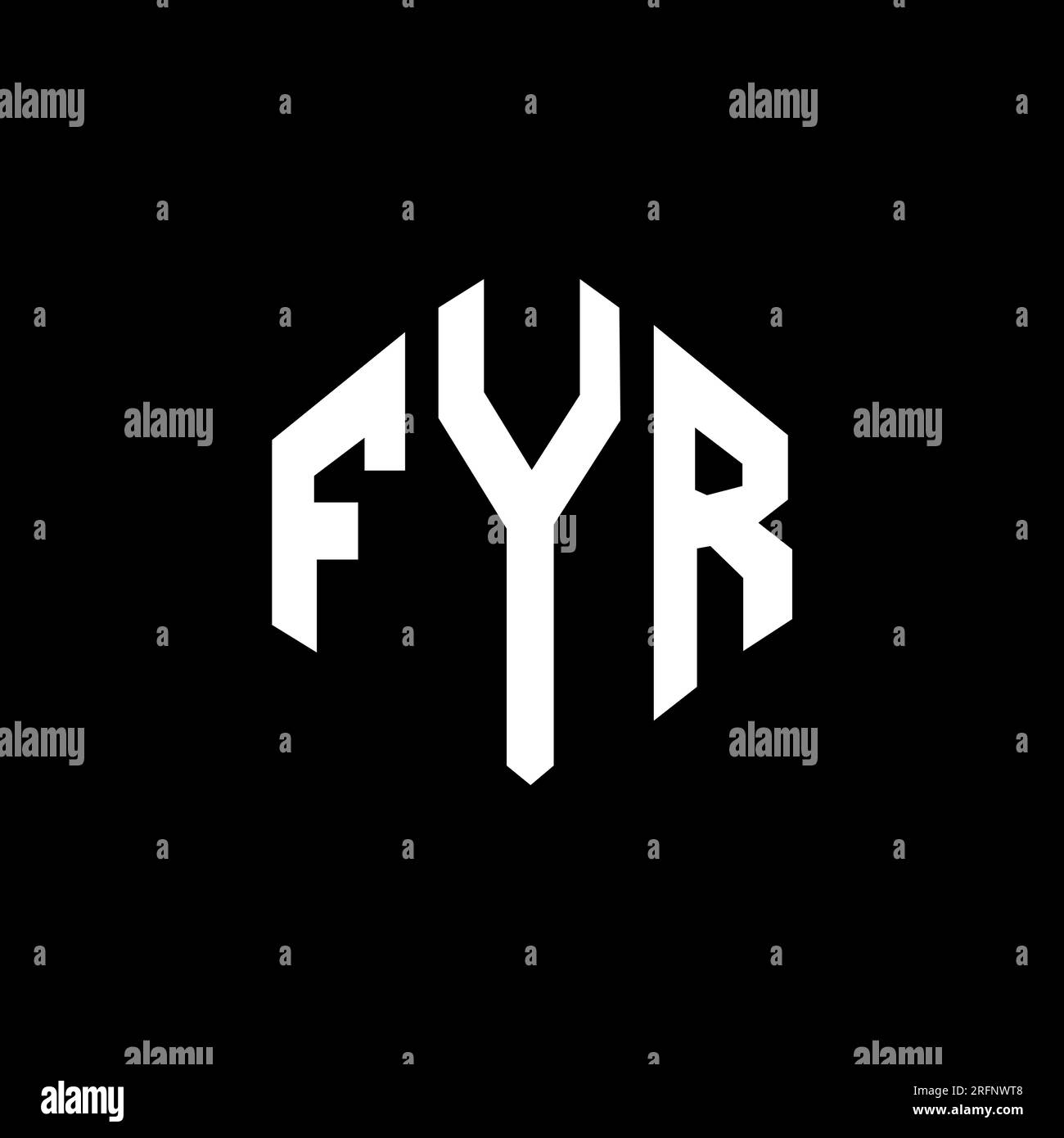 Design de logo de lettre FYR avec forme de polygone. Design de logo en forme de polygone et de cube FYR. Modèle de logo vectoriel hexagonal FYR couleurs blanc et noir. Monogr. FYR Illustration de Vecteur