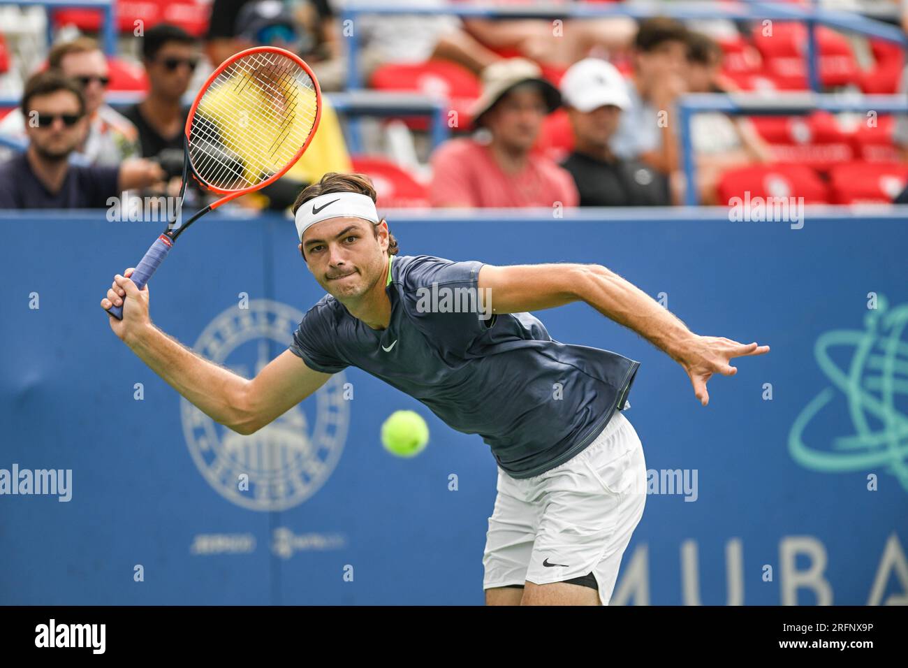 WASHINGTON, D.C., ÉTATS-UNIS. 30 juillet 2021. TAYLOR FRITZ frappe un coup de fouet lors de son match de ronde de 16 au Rock Creek tennis Center. (Image de crédit : © Kyle Gustafson/ZUMA Press Wire) USAGE ÉDITORIAL SEULEMENT! Non destiné à UN USAGE commercial ! Banque D'Images