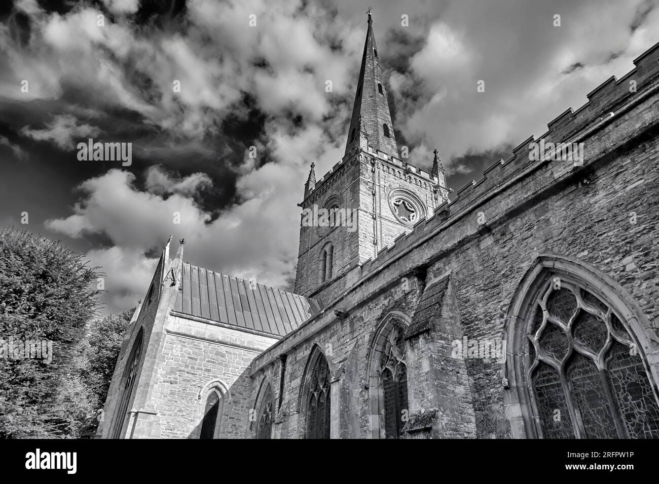 Holy Trinity Church of England Stratford upon Avon Angleterre Royaume-Uni photographie noir et blanc Banque D'Images