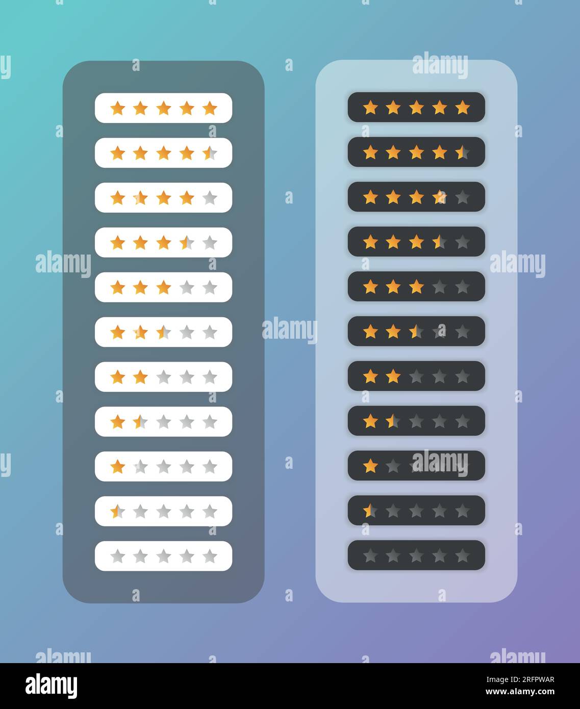 Ensemble de 5 icônes de classement par étoiles. Illustration vectorielle eps10. Badge isolé pour site Web ou application. Illustration de Vecteur