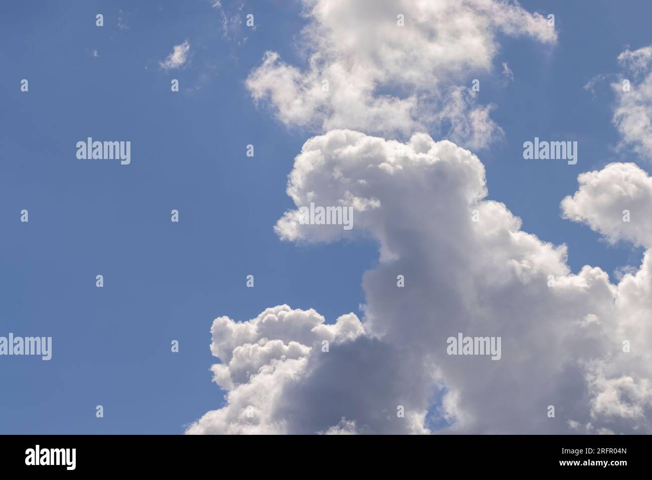 Nuages flottant à travers le ciel dans la journée, nuages blancs se déplaçant du vent en hauteur Banque D'Images