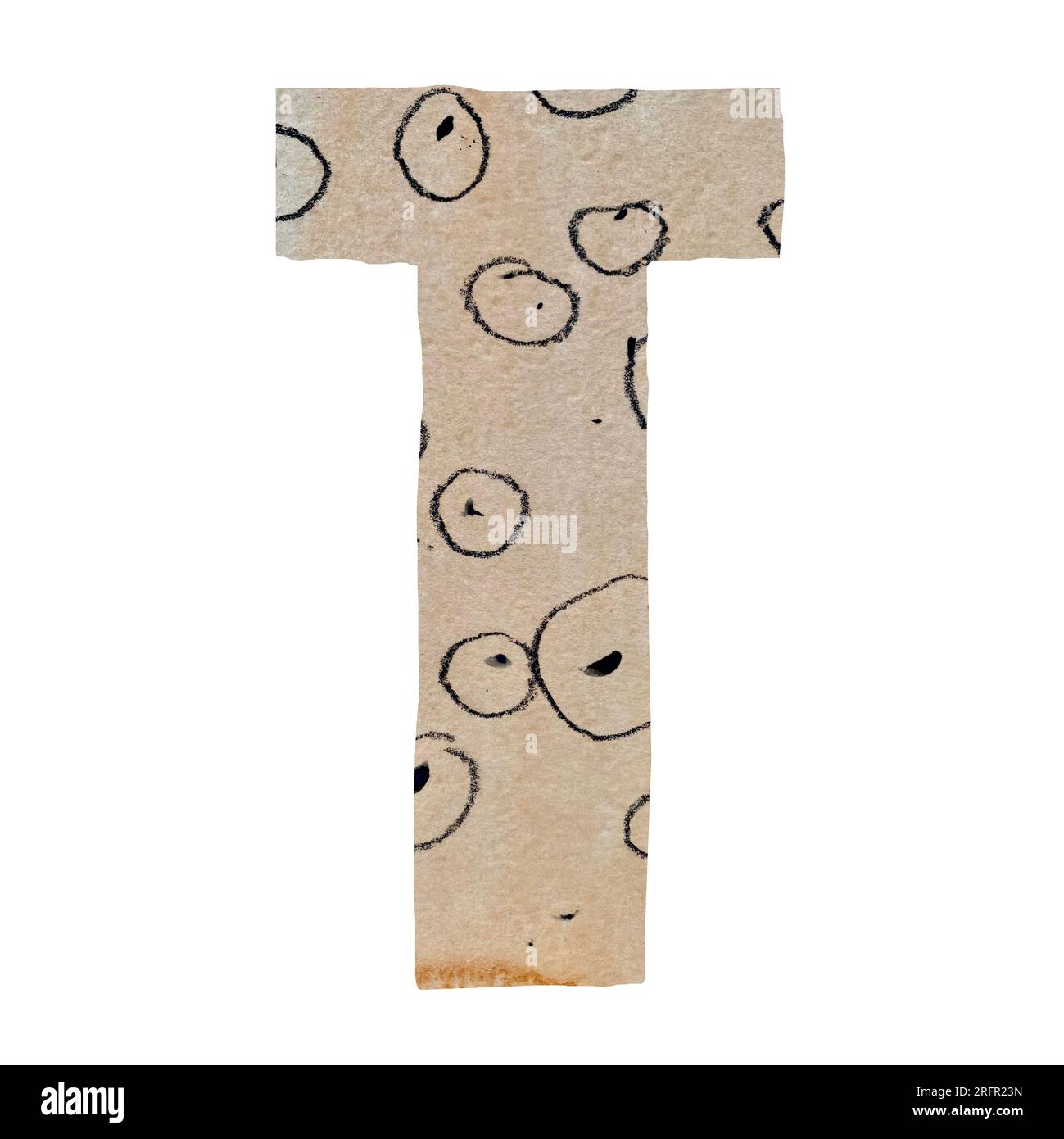 Lettre majuscule T découpée alphabet papier Banque D'Images