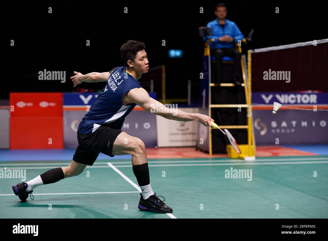 Sydney, Australie. 05 août 2023. Lee Zii Jia de Malaisie en action lors du match en simple masculin le jour 5 de l'Open de Badminton australien DU GROUPE SATHIO 2023 entre la Malaisie et la Chine au Quaycentre le 5 août 2023 à Sydney, Australie Credit : IOIO IMAGES/Alamy Live News Banque D'Images