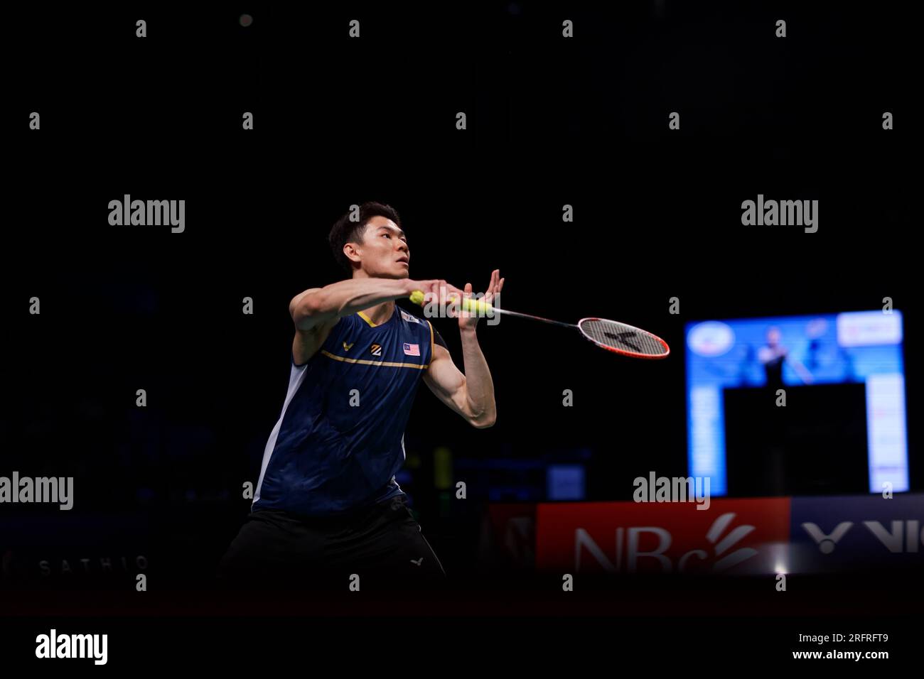 Sydney, Australie. 05 août 2023. Lee Zii Jia de Malaisie en action lors du match en simple masculin le jour 5 de l'Open de Badminton australien DU GROUPE SATHIO 2023 entre la Malaisie et la Chine au Quaycentre le 5 août 2023 à Sydney, Australie Credit : IOIO IMAGES/Alamy Live News Banque D'Images