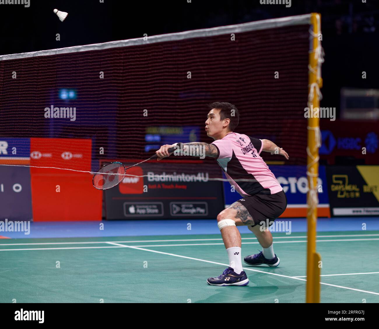 Sydney, Australie. 05 août 2023. Yang po Han du Taipei chinois en action lors du match de double masculin le jour 5 de l'Open de Badminton australien DU GROUPE SATHIO 2023 entre le Japon et le Taipei chinois au Quaycentre le 5 août 2023 à Sydney, Australie Credit : IOIO IMAGES/Alamy Live News Banque D'Images