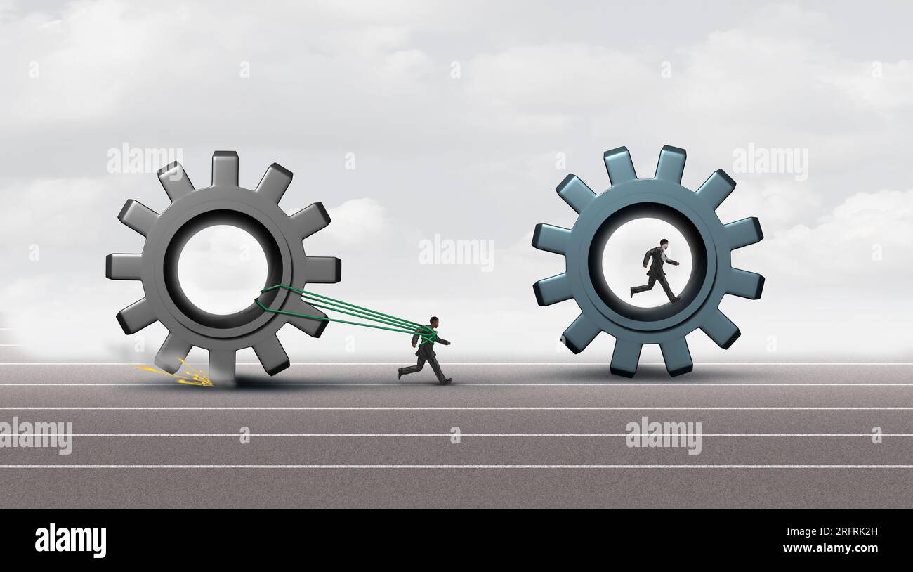 Efficacité et optimisation de l'entreprise ou optimisez la stratégie de l'entreprise en tant que travailleur ingénieux en utilisant une stratégie de résolution de problèmes plus intelligente pour optimiser la productiv Banque D'Images