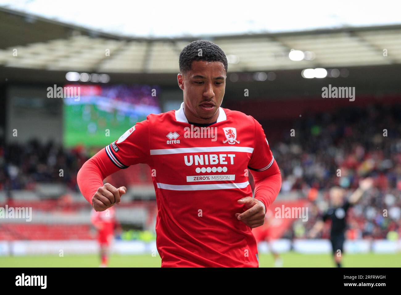 Samuel Silvera #18 de Middlesbrough lors du Sky Bet Championship Match Middlesbrough vs Millwall au Riverside Stadium, Middlesbrough, Royaume-Uni, le 5 août 2023 (photo de James Heaton/News Images) Banque D'Images