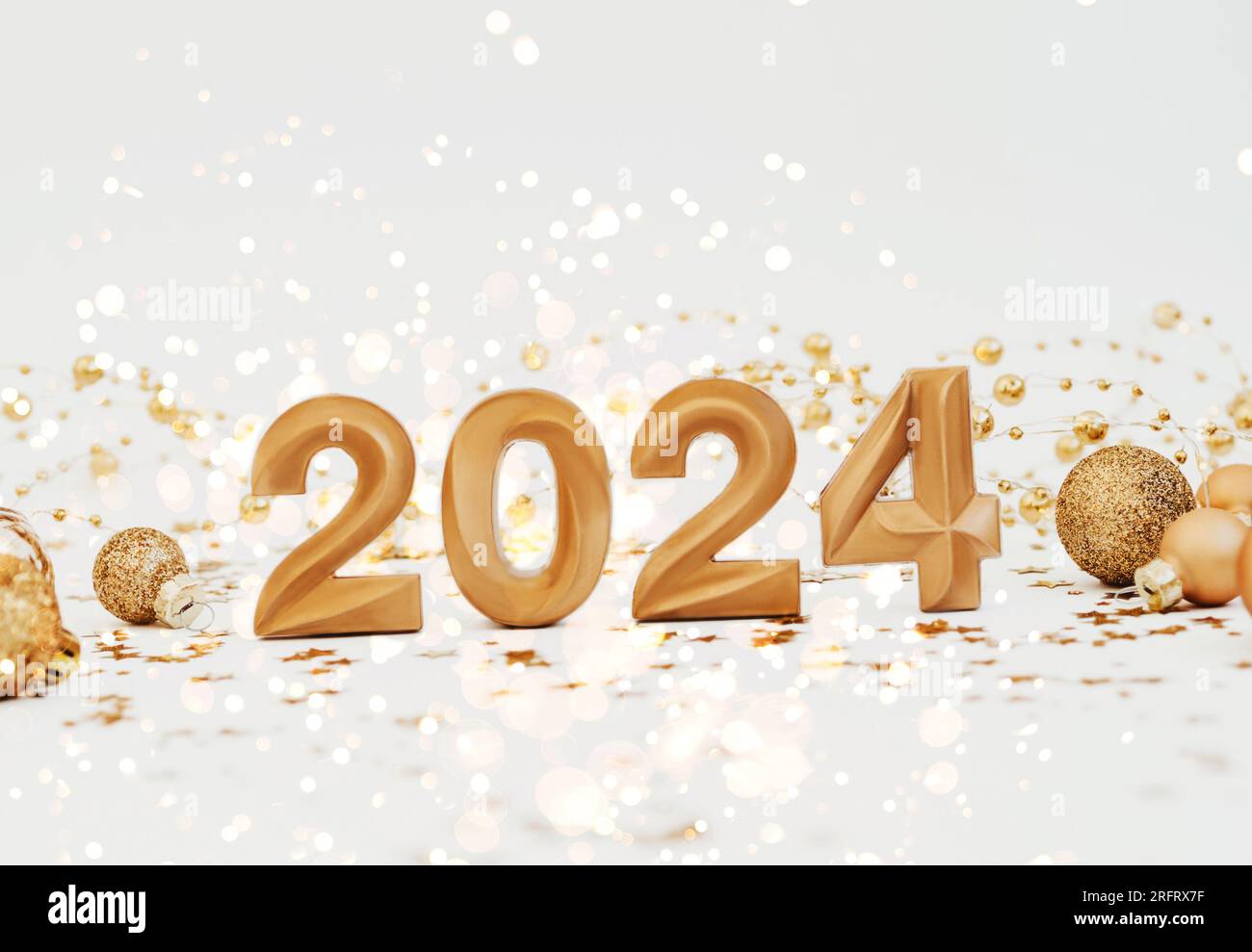 Fond De Confettis De Texte De Paillettes Dorées Bonne Année 2024