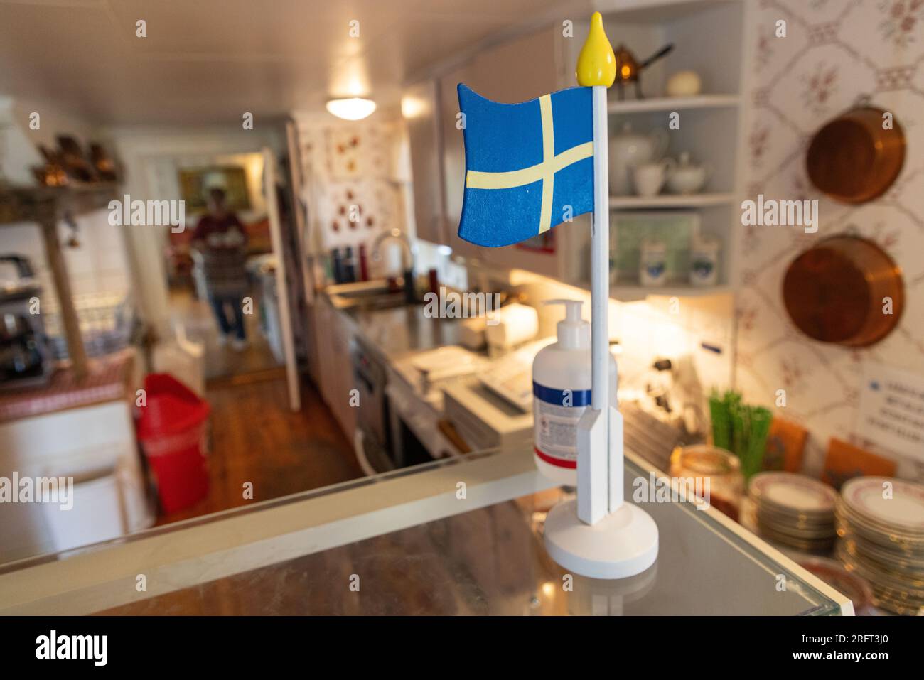 Météo saisonnière, café Kleven, Gränna, Suède. Banque D'Images