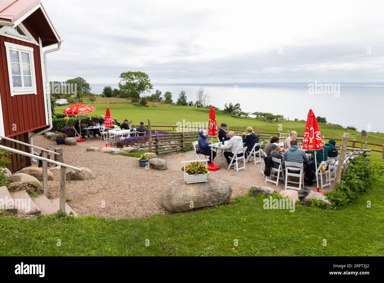 Météo saisonnière, café Kleven, Gränna, Suède. Banque D'Images