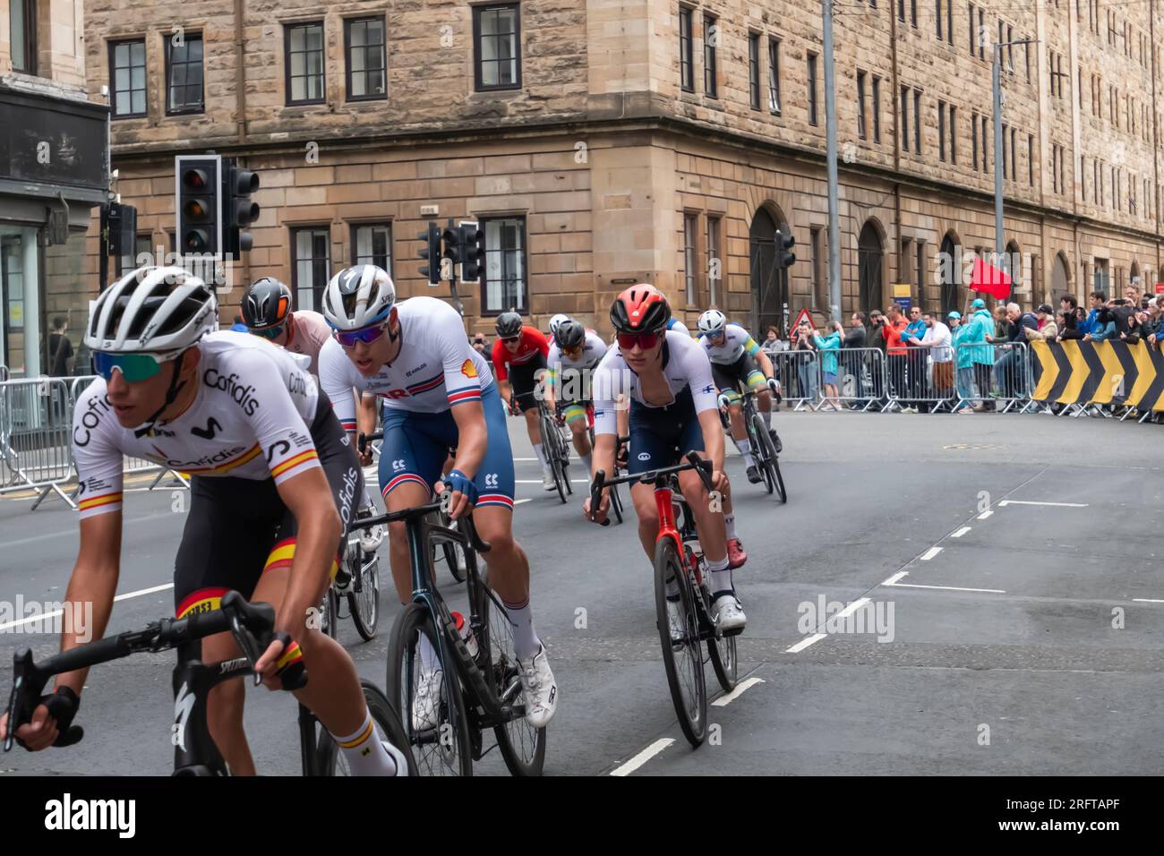 Glasgow, Écosse, Royaume-Uni. 5 août 2023. Les Championnats du monde cycliste UCI Junior Road Race. Crédit : SKULLY/Alamy Live News Banque D'Images