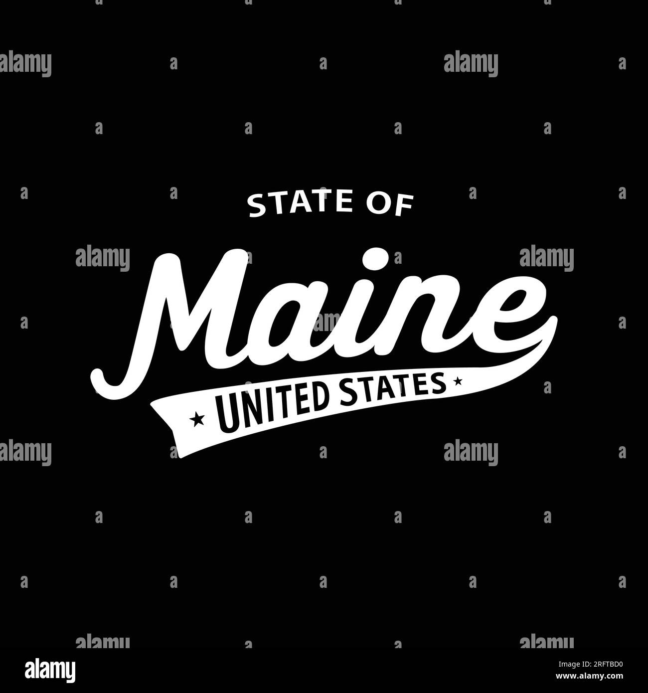 Conception de lettrage de l'état du Maine. Maine, États-Unis, conception typographique. Maine, conception de texte. Vecteur et illustration. Illustration de Vecteur