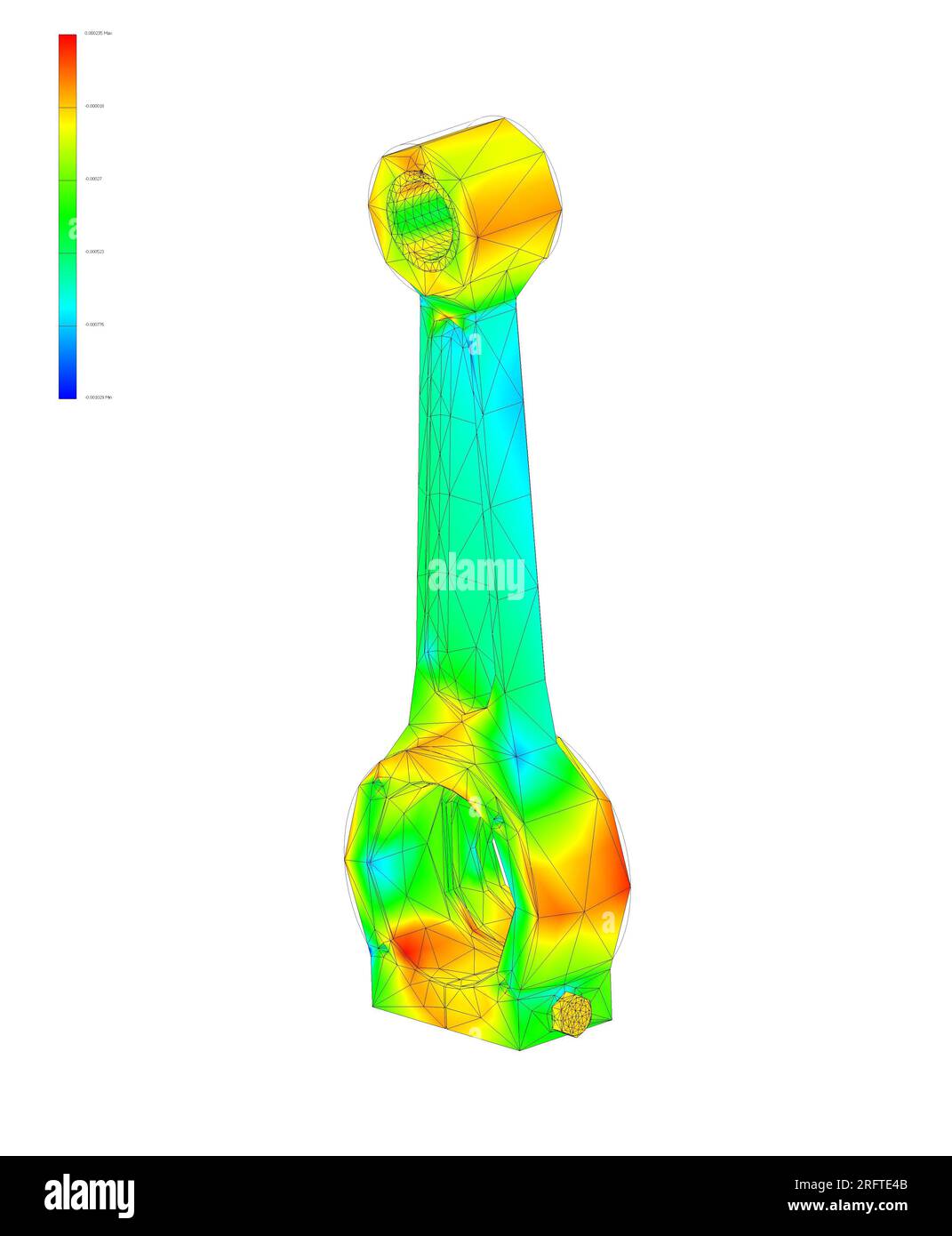 Méthode des éléments finis, FEM, analyse et ingénierie dessin technique graphiques d'un piston d'un moteur à combustion dans une voiture Banque D'Images