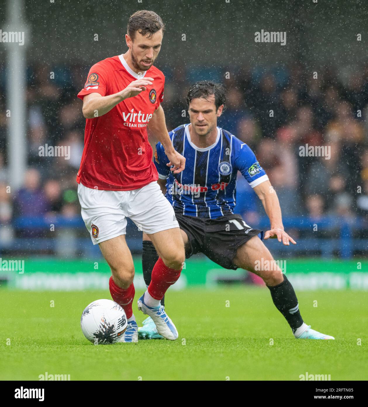 Rochdale, Greater Manchester, Angleterre, 5 août 2023. Greg Cundle d’Ebbsfleet United sur le ballon pendant Rochdale AFC V Ebbsfleet Uni dans la Ligue nationale Vanarama à la Crown Oil Arena. (Image de crédit : ©Cody Froggatt/Alamy Live News) Banque D'Images