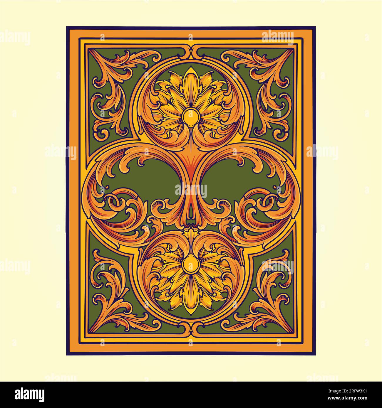 Ornement baroque vintage sur le jeu de cartes avec des illustrations vectorielles de fleurs gravées pour votre logo de travail, t-shirt de marchandises, autocollants et dessins d'étiquettes, p Illustration de Vecteur