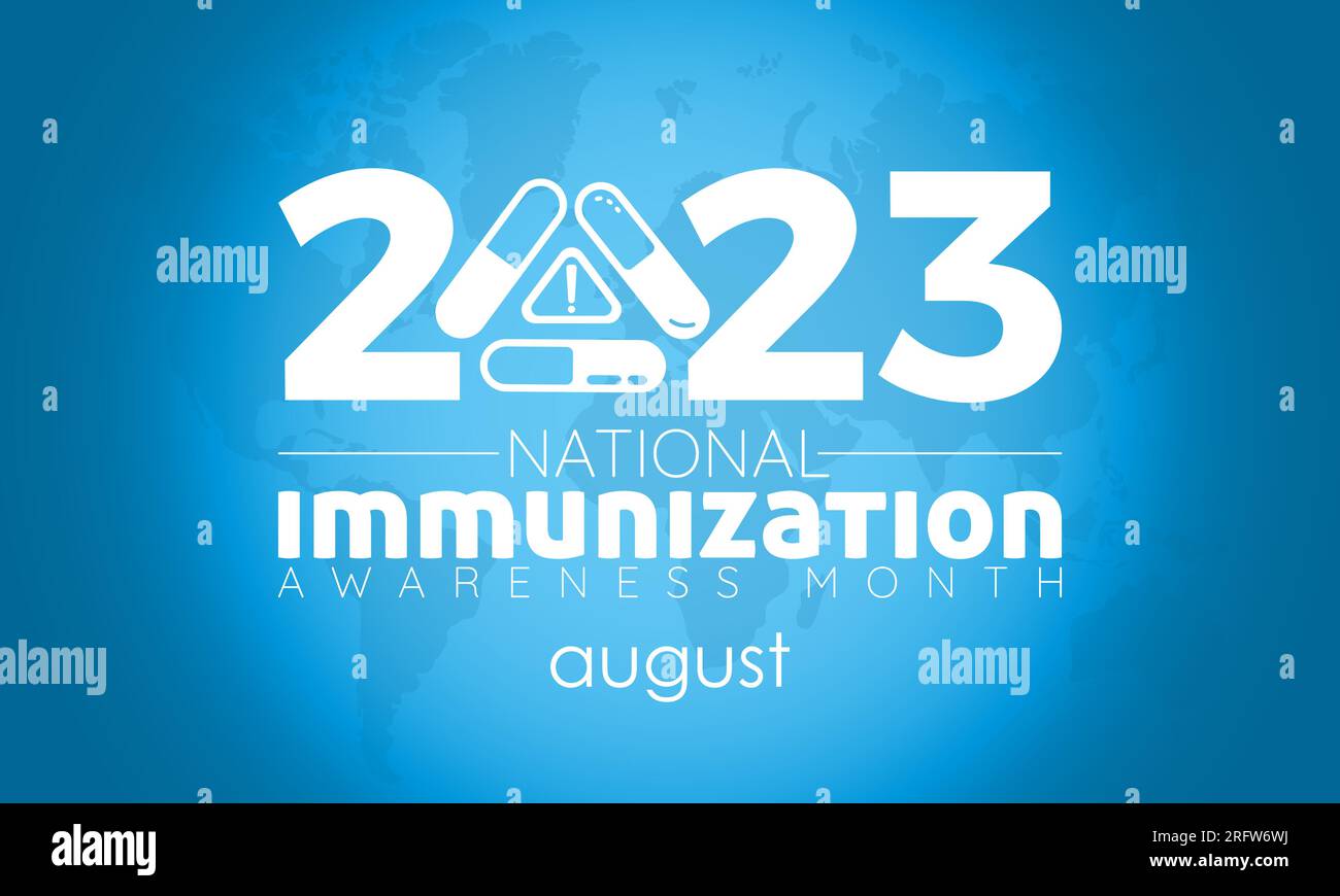 2023 concept illustration de la conception vectorielle du mois national de sensibilisation à la vaccination. Concept de prévention DE LA GRIPPE pour virus, traitement ou urgence médicale Illustration de Vecteur