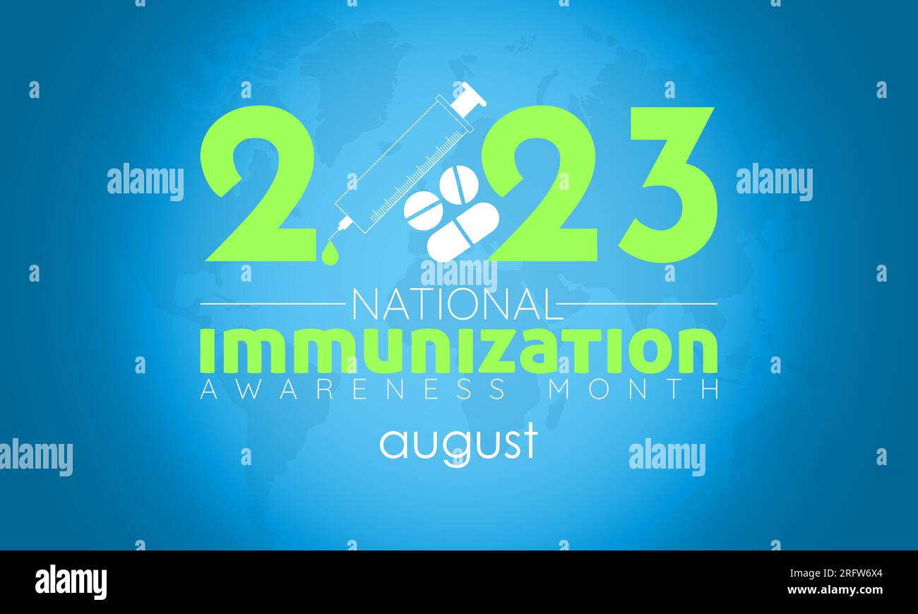 2023 concept illustration de la conception vectorielle du mois national de sensibilisation à la vaccination. Concept de prévention DE LA GRIPPE pour virus, traitement ou urgence médicale Illustration de Vecteur