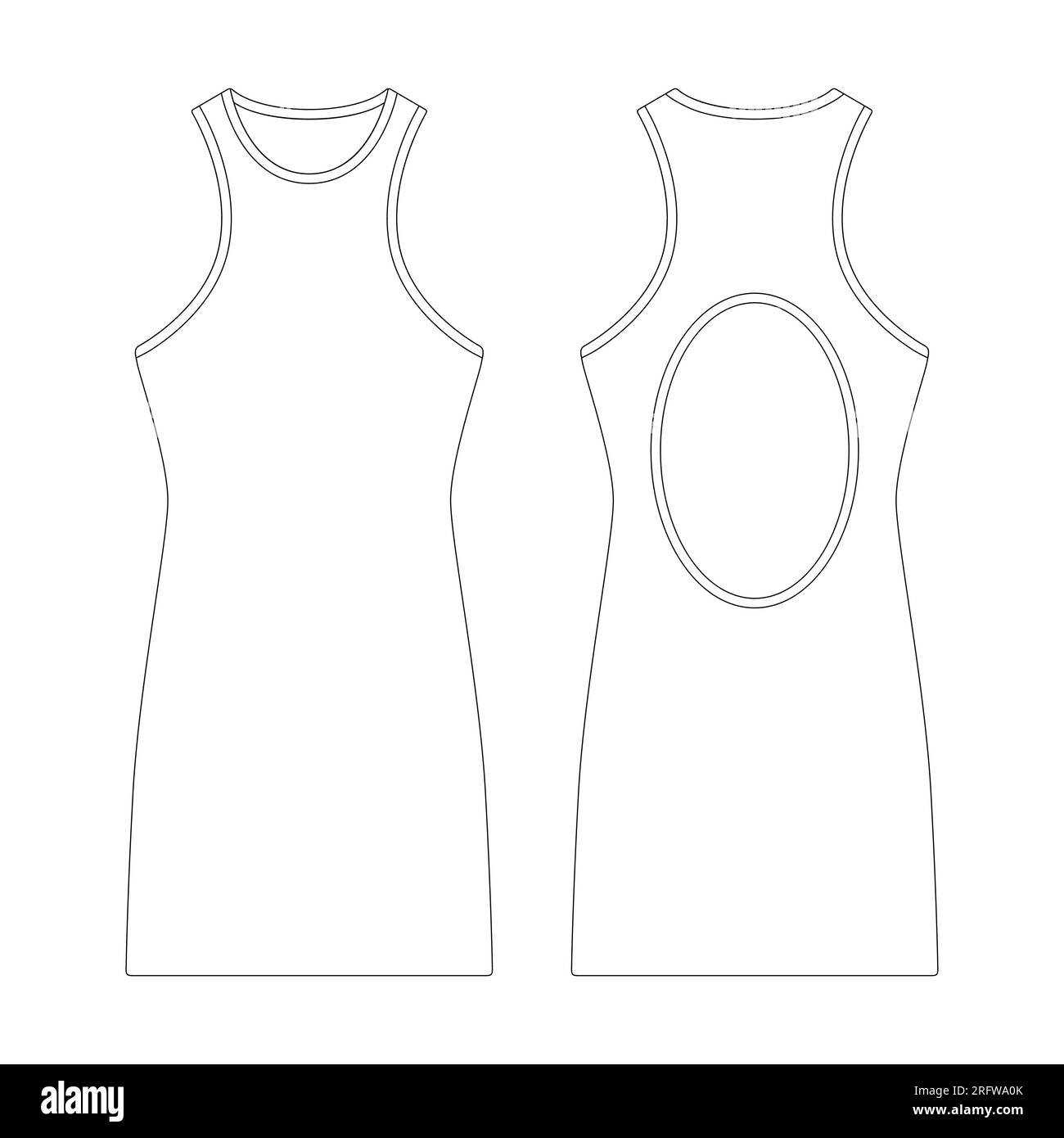 Modèle robe ouverte dos vecteur illustration plat design contour collection de vêtements Illustration de Vecteur